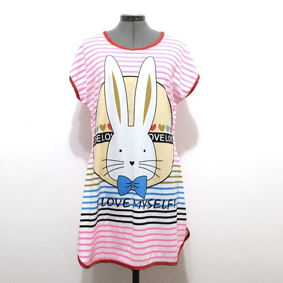 Betsy Bunny Printed Lounge Dress Sleepshirt - Picture 1 of 8